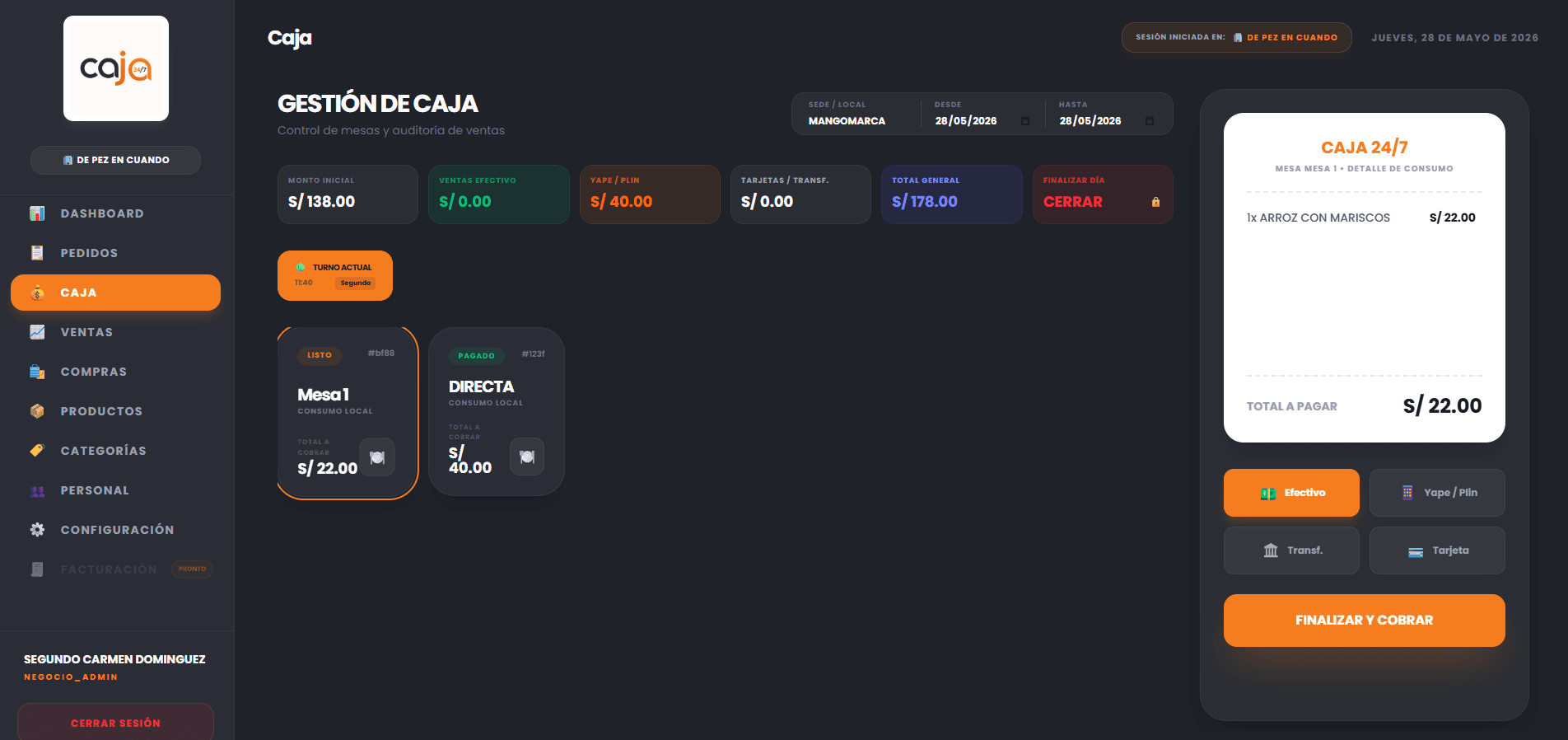 Caja247 — POS SaaS para Restaurantes Multi-sede - captura 3